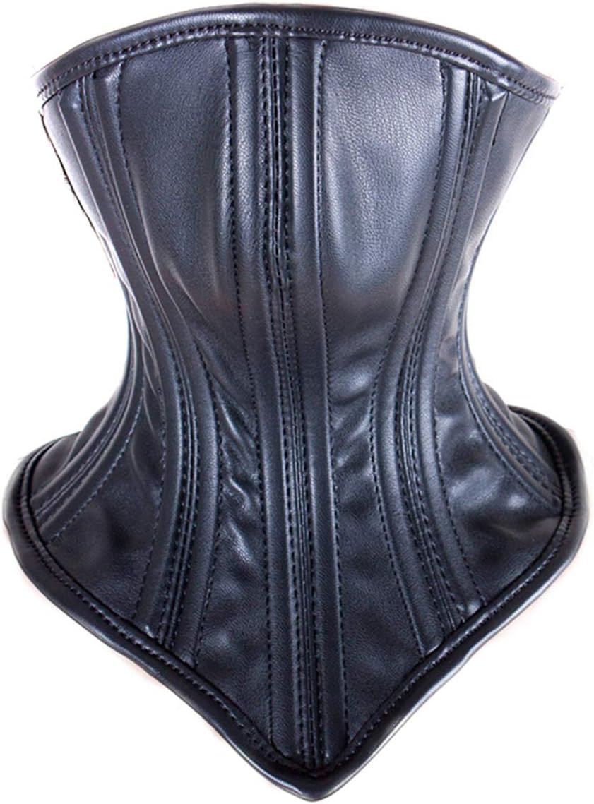 Yilu Black Leather Face & Neck Mask,Integrated Strap-on Soft and Breathable PU Head Mask,Outdoor Portable Windproof Neck Mask, Used for Outdoor Sports Cosplay Games