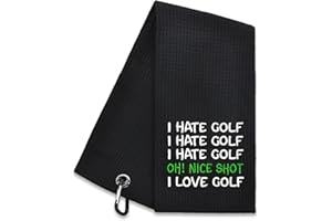 Hafhue I Hate Golf Oh Nice Shot I Love Golf Embroidered Golf Towel, Golfer Accessories for Men Women, Golfs Gifts for Men Women, Retirement Gifts for Dad Grandpa Golfer Lover Fan
