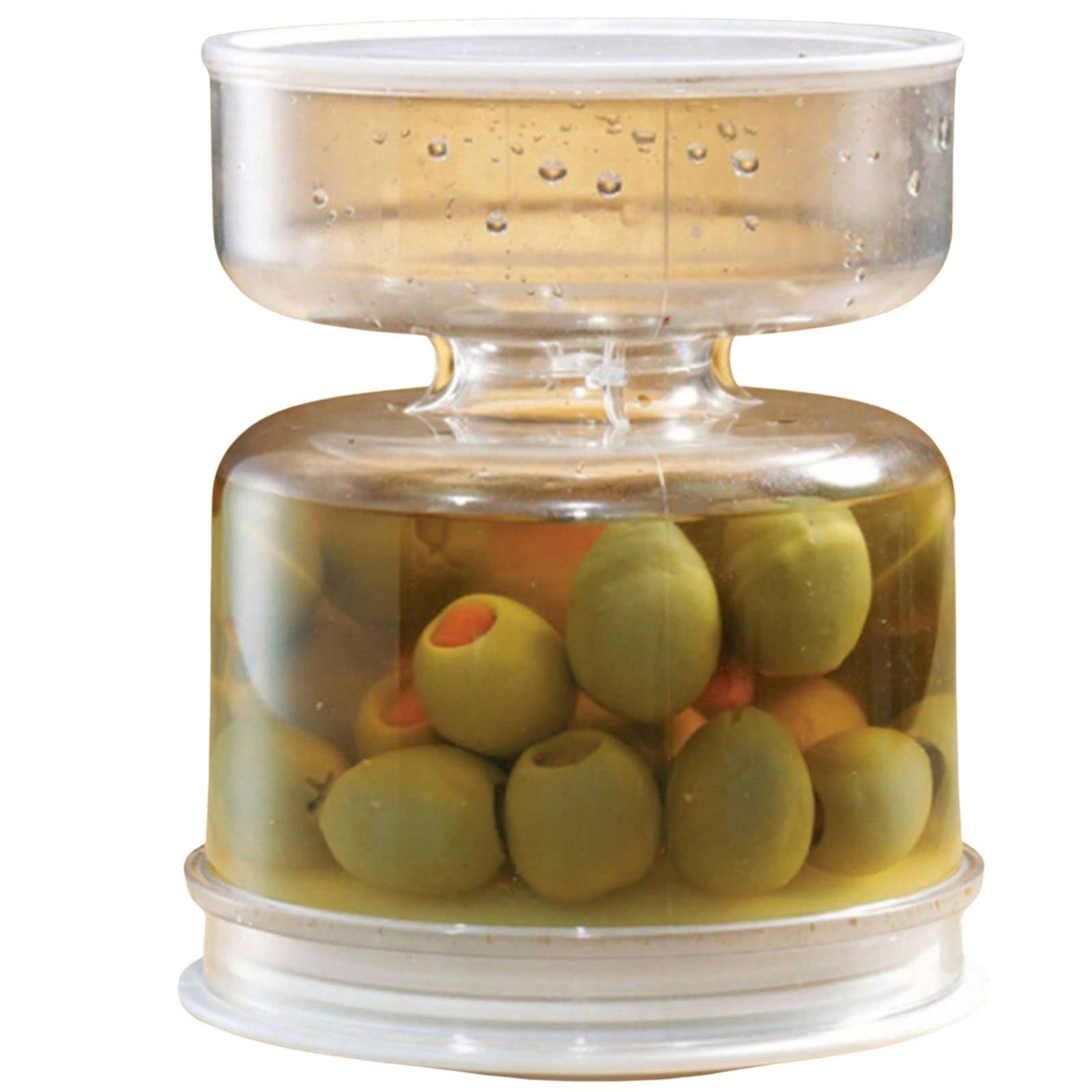 TANGLI Small Dry Wet Separation Pickle Jar with Strainer, Acrylic Leakproof Flip Top Kimchi Hourglass Container for Canned Fruit, Kitchen Tool