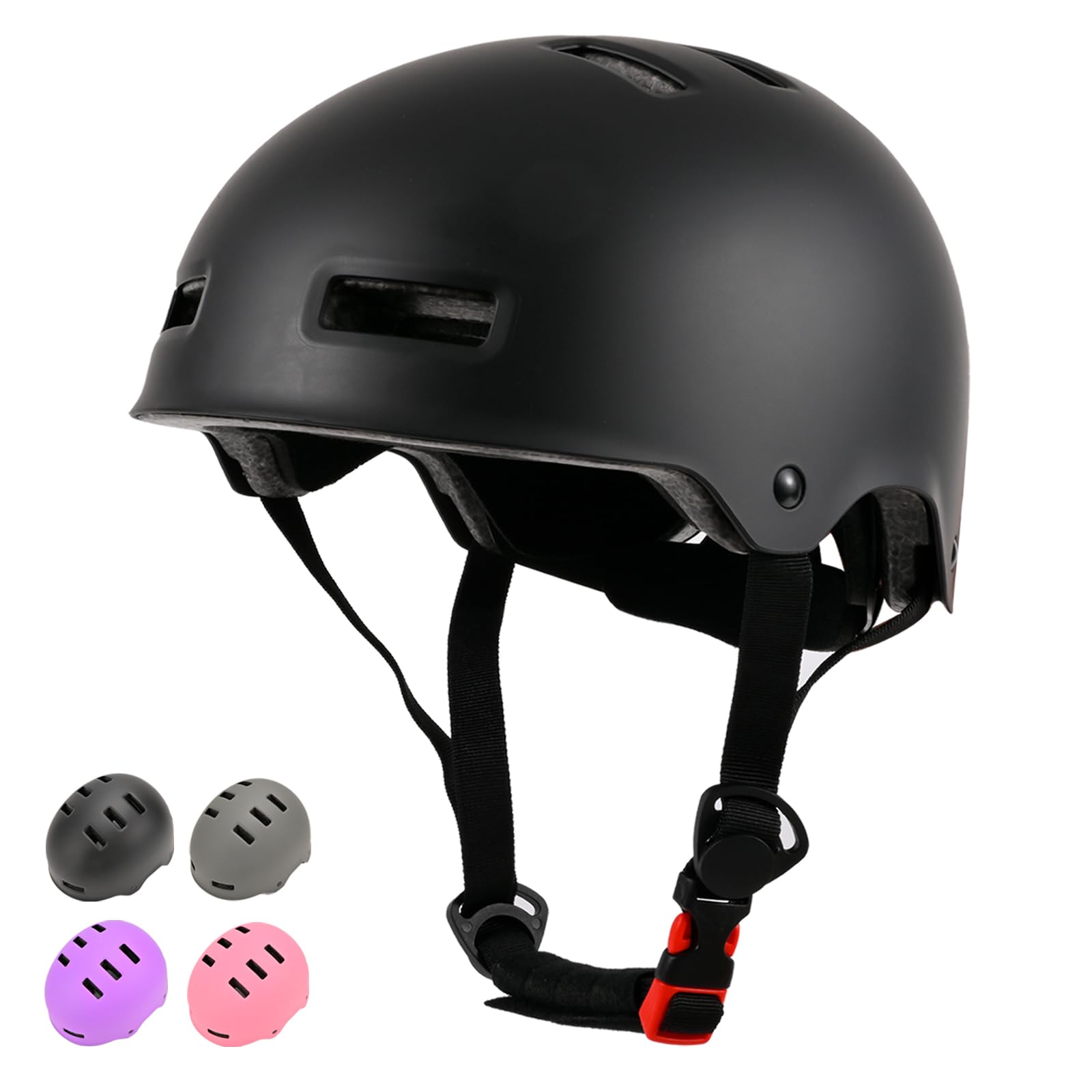 LOKJIJI Adjustable Kids Bike Helmet for Boys Girls Youth Adult, Kids Protective Helmets for Multi-Sports Skateboard Scooter Bicycle Cycling Skating (Black, Small)