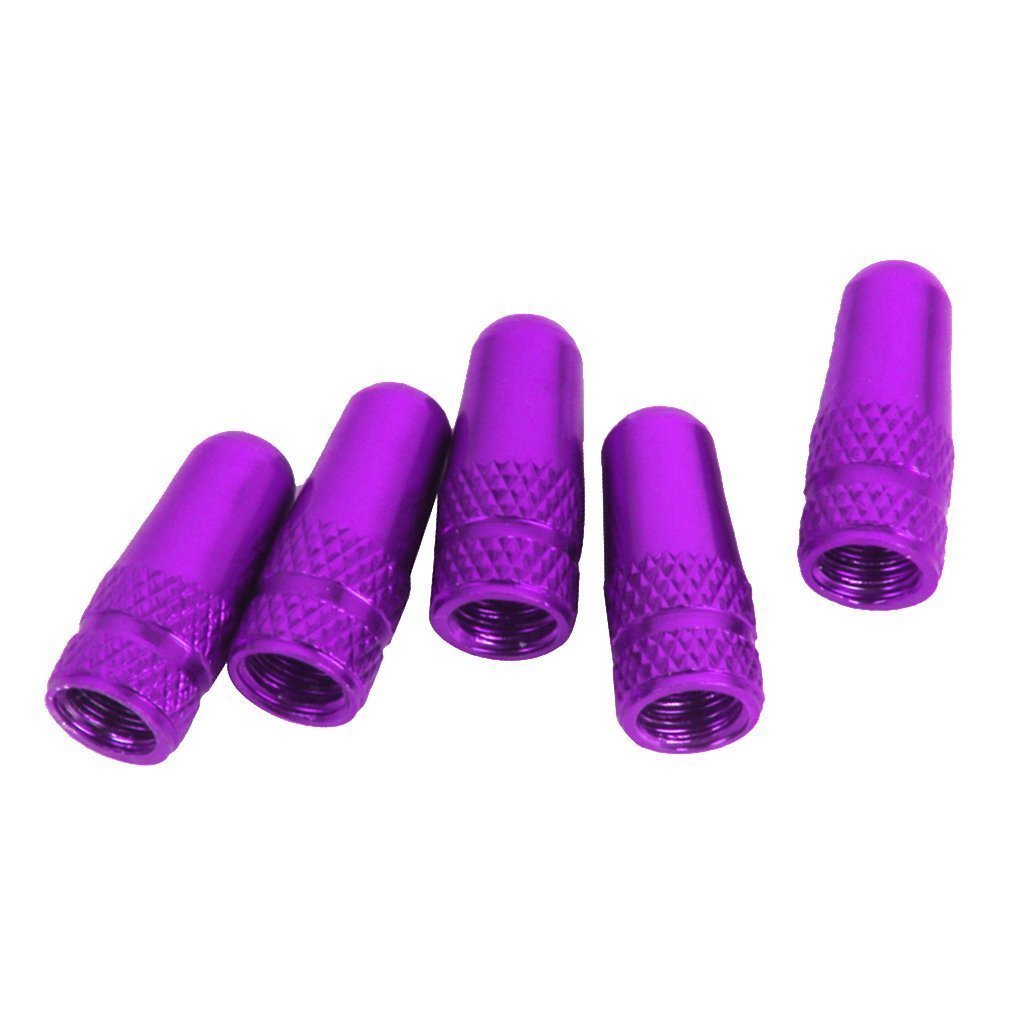 NAMVO 5pcs Bicycle Presta Wheel Rims Tyre Stem Air Valve Caps Dust Cover - Purple