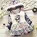 Baby Girl Floral Bowknot Thickened Warm Jacket Winter Coat 6-12Months Blue