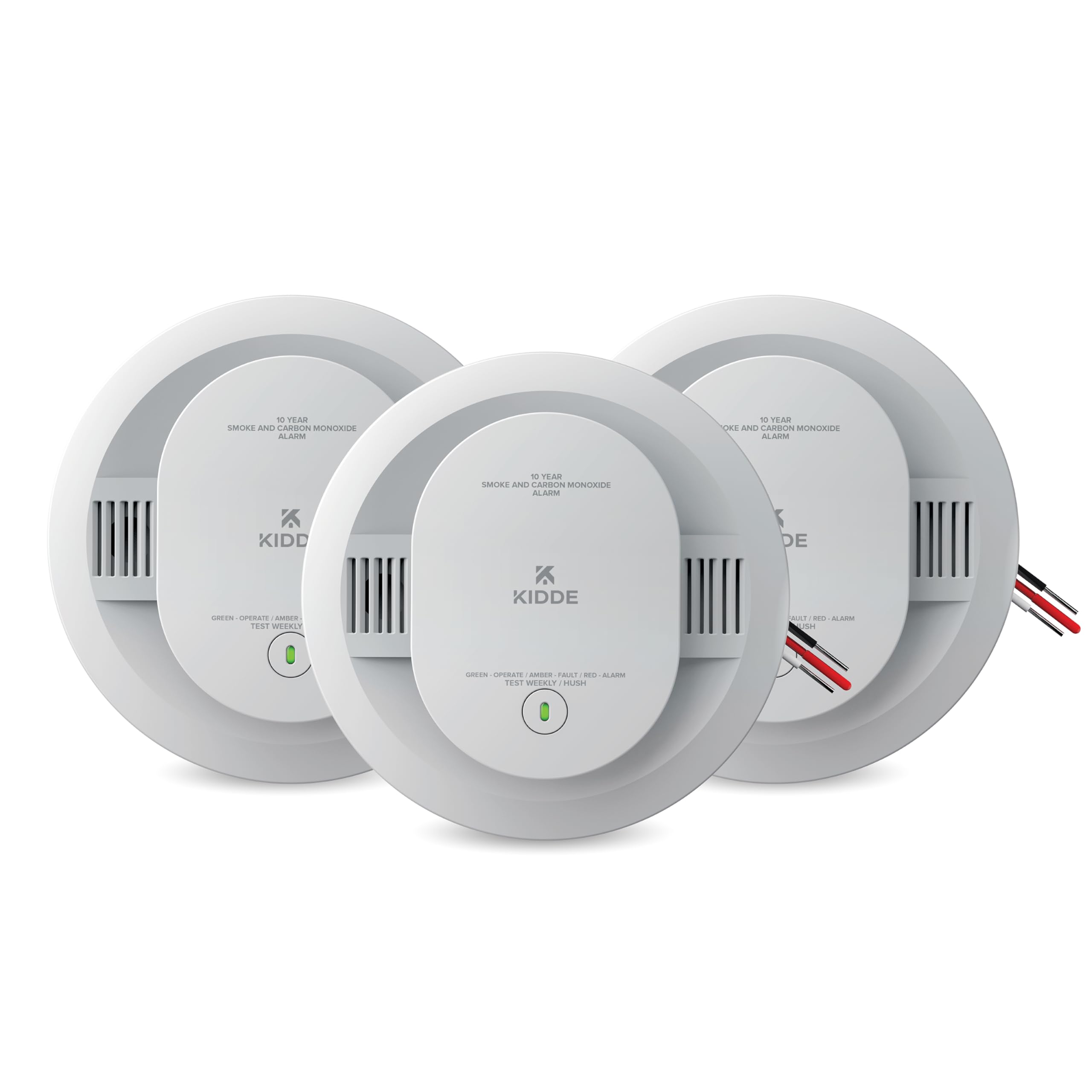 Kidde Hardwired Smoke & Carbon Monoxide Detector for Home, Voice Alerts, 10-Year Battery Backup, 3-Pack Image