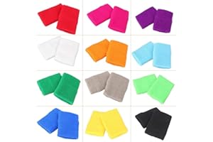 PAYANWIN 10 Pairs Sports Wristbands, Wrist Sweatbands for Men & Women, Stretchy & Sweat Absorbing Cotton Terry,Perfect for Basketball, Football, Tennis, Soccer, Running & Working Out