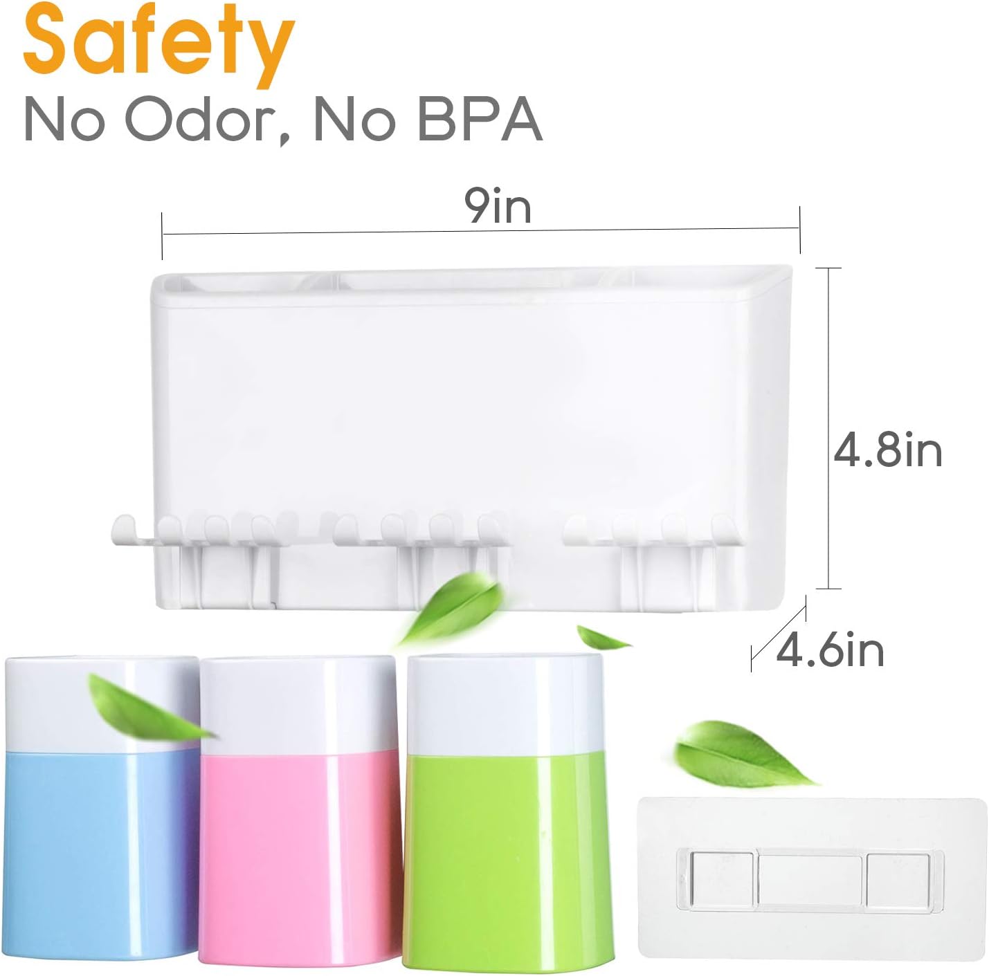 iHave Toothbrush Holder Wall Mounted with Large Capacity, Easy Install, Durable, Kids Family Set Electric Toothbrush Holder for Bathroom (3Cups): Home & Kitchen