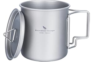 Boundless Voyage Titanium Pot Cup Mug with Lid Hook Collapsible Folding Handle Ultralight Tableware Portable Cookware Drinkwa