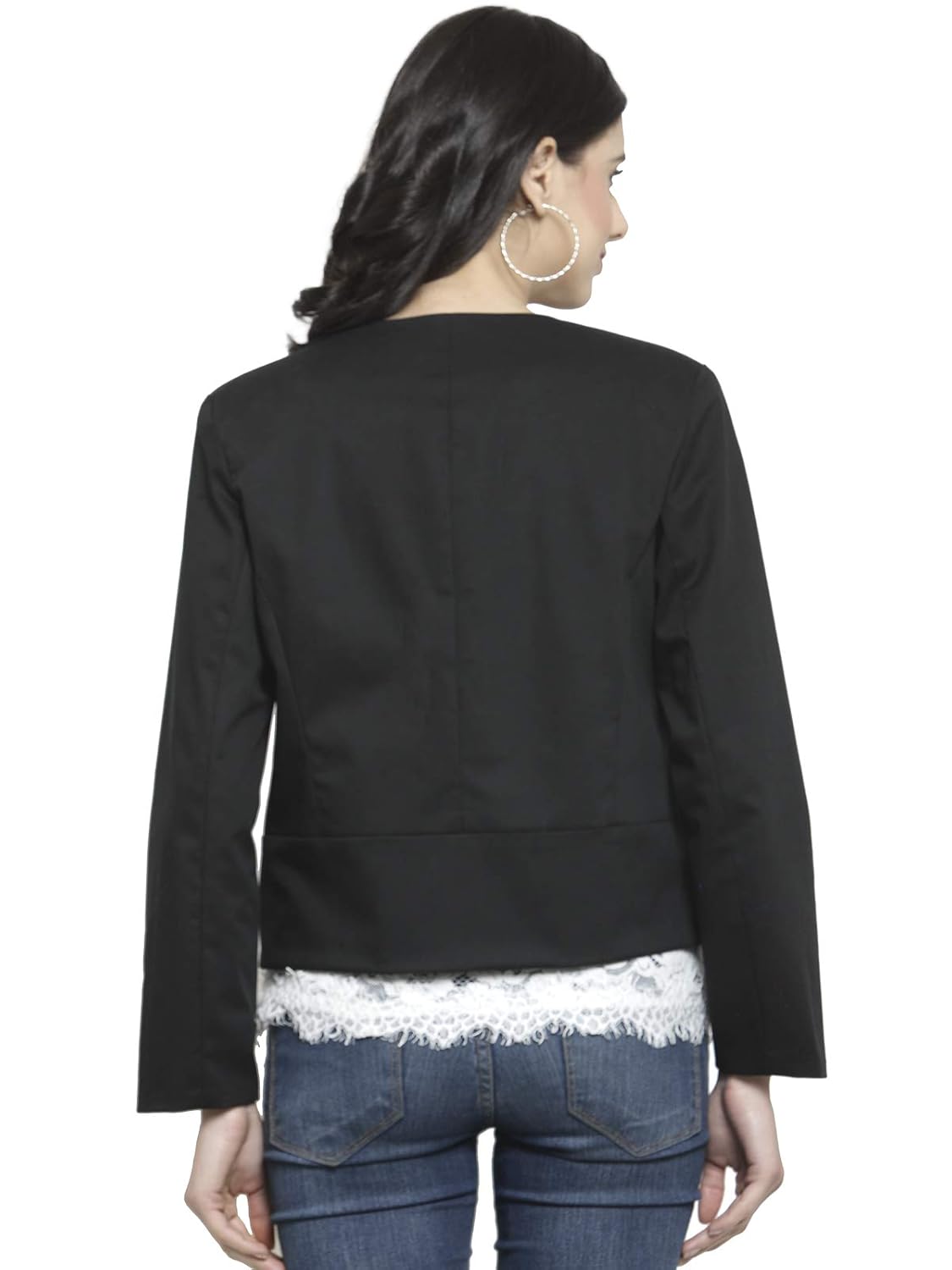 purplicious black formal front open blazer