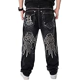 Men Baggy Jeans Y2k Relaxed Fit Embroidery Jnco Jeans Loose Skater Pants Hip Hop Dance Denim Pants
