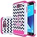 MicroP Galaxy J7 V Case, Galaxy J7 2017 / J7 Sky Pro / J7 Perx / J7Prime/Galaxy Halo Case, Hybrid Dual Layer Silicone Plastic Armor Defender Case for Samsung Galaxy J7V 2017 (Armor Pink Anchor)