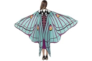 RYSHMAN Halloween Butterfly Wings Costume for Women Girls Printed Moth Cape Shawl Wrap Moth Butterfly Cloak
