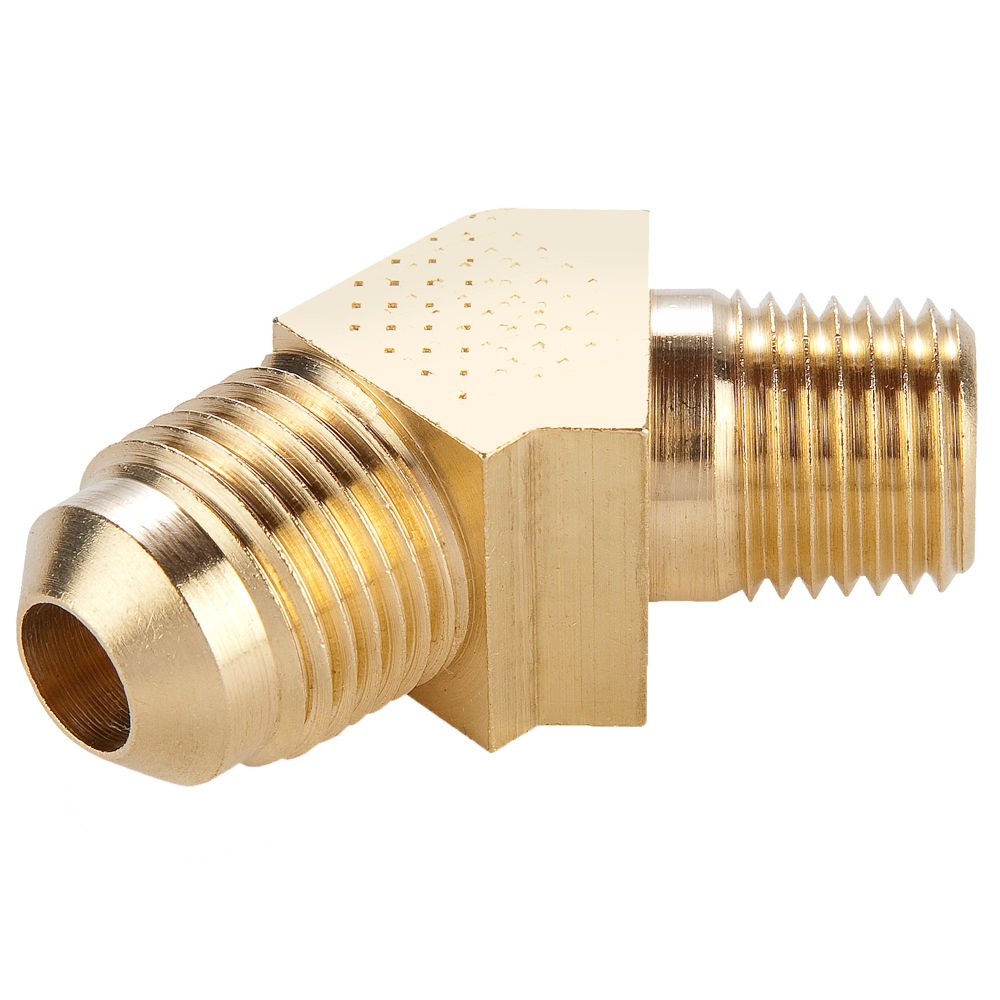 Parker 259F64 45 Degree Fitting, Flare to Pipe, Brass, Flare and Male
