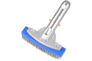 AQUAFLY 5-Inch Stainless Steel Pool Brush - Heavy Duty Pool Cleaning Brush for Concrete & Gunite Pools, Deep Cleaning Tool for Walls & Floors - Durable Wire Bristle Brush Head