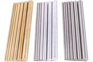 Glarks 21pcs 3 Sets of Metals Round Rod Lathe Bar Stock for DIY Craft Tool, Diameter 2mm - 8mm, Length 100mm, Metals Include Brass, Stainless Steel, Aluminum