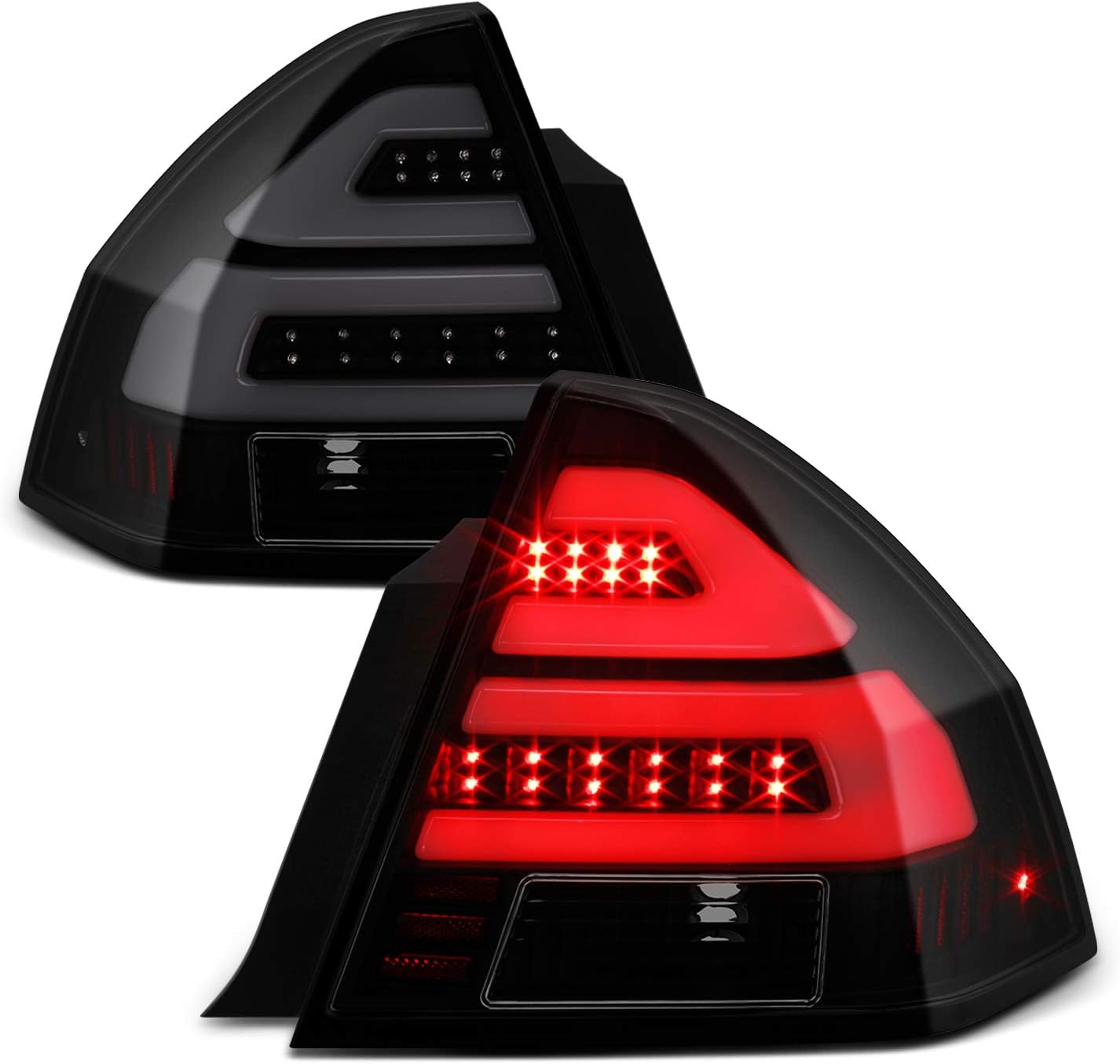 Fits 2006-2013 Chevy Impala 2014-2016 Impala Limited LED [Tube Bar] Black Smoked Tail Light Brake Lamp Left+Right Pair