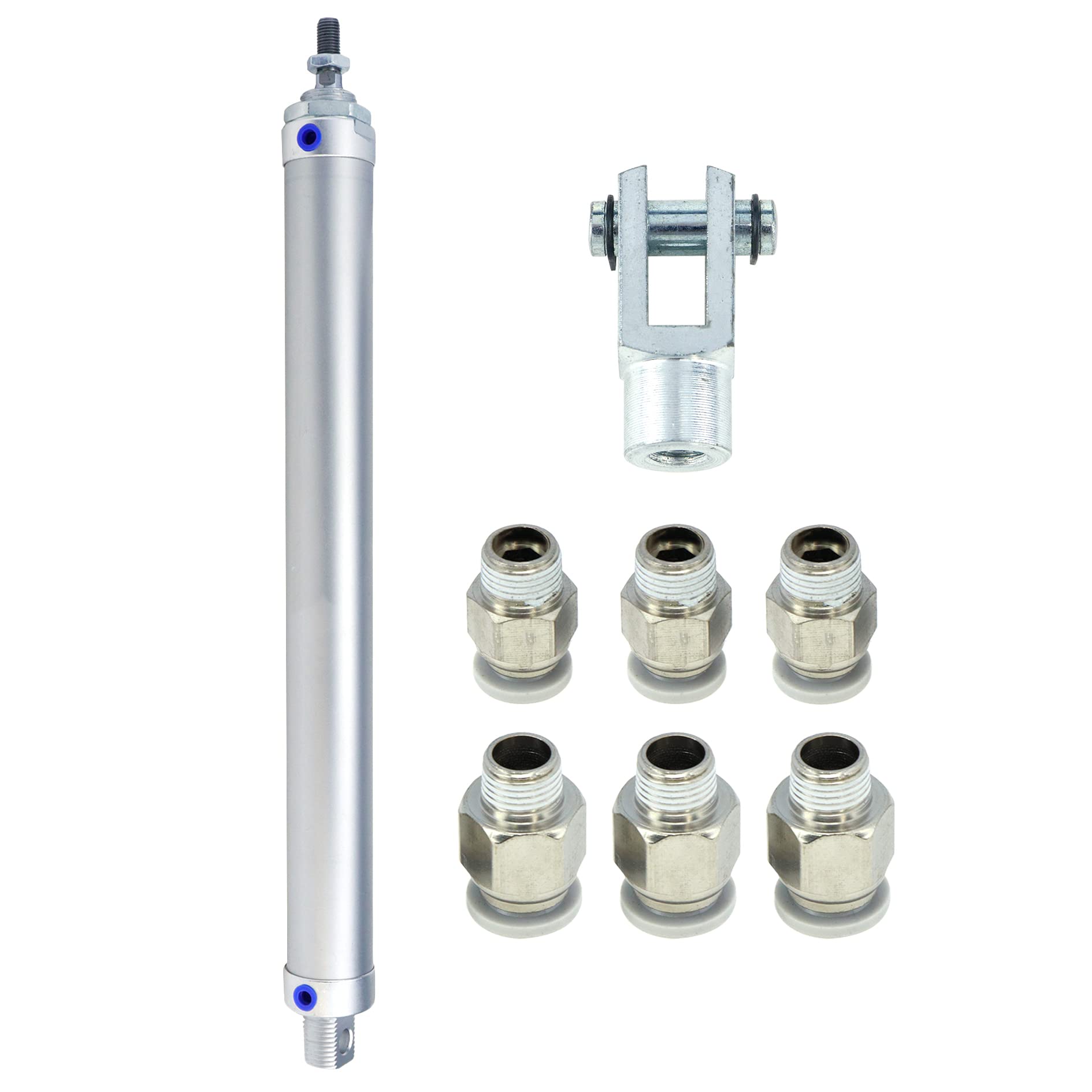 Sydien 1Pc Air Cylinder 32mm Bore 300mm Stroke Dual Acting Single Piston with Y Connector and 4Pcs Pneumatic Quick Fitting (MAL32X300)