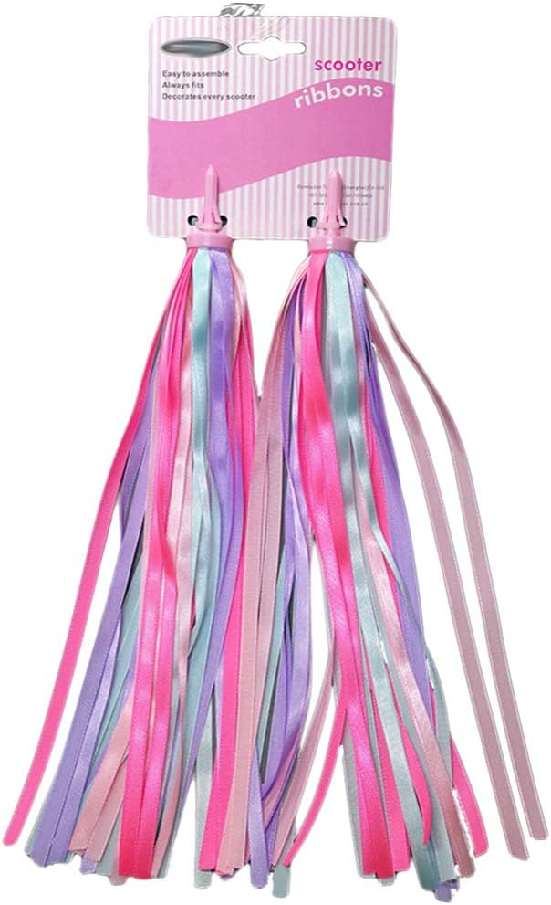 LIOOBO a pair of children bike handlebar ribbons colorful scooter tassels(pink and purple), pink, purple