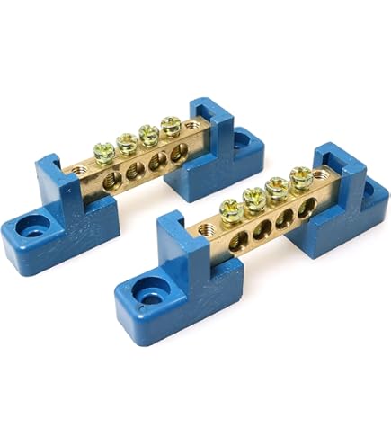 Tugermoola 4-Pack Grounding Bus Bar – 4-Position Brass Terminal Block With M4 Screws, Insulated Base For Marine, Electrical & Distribution