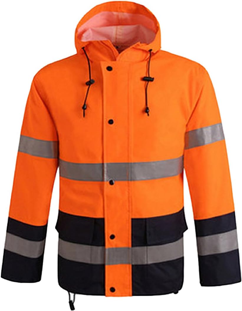 Orange Hi VIS Bomber Jacket High Visibility Safety Reflective Coat Waterproof Workwear Hi Viz Bomber Raincoat