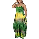 DvaeMalligo Women's Casual Maxi Dresses Summer Sexy Stripe Long Floor Length Sleeveless Colorful Sundresses Plus Size