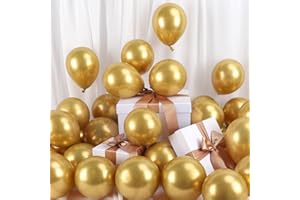 RUBFAC Gold Balloons, 120pcs 5 Inch Chrome Metallic Latex Gold Balloon for Party Supplies Birthday Anniversary Festival Baby Shower Wedding Engagement Decoration