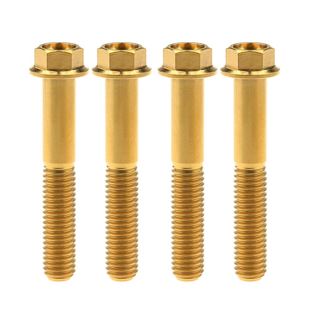 Wanyifa Titanium Hex Small Flange Head Bolt M8 15 20 25 30 35 40 45 50 55 60 65mm x1.25mm Pack of 4 (M8x45mm, Gold)