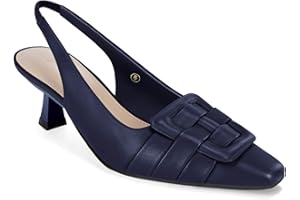 COUTGO Womens Sling Back Kitten Heels Low Dress Shoes Slingback Pumps Pointed Closed Toe Comfortable Party Office Sandals