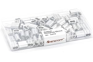 HENGTONG 5/32" Aluminum Crimping Loop Sleeve 70PCS, M4 Wire Rope Sleeve Cable Crimp Ferrules for Wire Rope and Cable