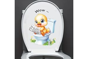 Nouiroy Cute Animal Reading Newspaper Toilet Lid Decal - Humorous Home Decor, Easy-to-Apply Ceramic Tile & Water Tank Decal, Semi-Gloss Finish, Cat Bathroom Decor (Duck)
