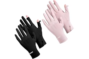 Loopeer 2 Packs Women Sun Protection Driving UV Gloves Full Finger Touchscreen Non Slip Breathable Summer Outdoor Gloves