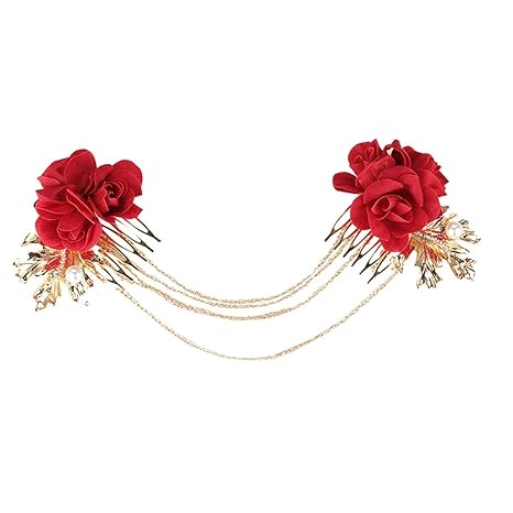 Rouge Fleur Mariée Coiffure Cheveux Tête Fleur Pince à