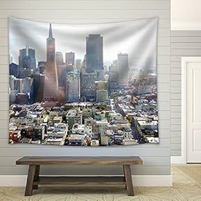 Cityscape with Skyscrapers - Fabric Wall Tapestry Home Decor - 51x60 inches