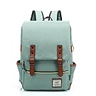 YiYiNoe Canvas Casual Backpack 14 inch Laptop Rucksack College School Bag Weekend Packsack Green