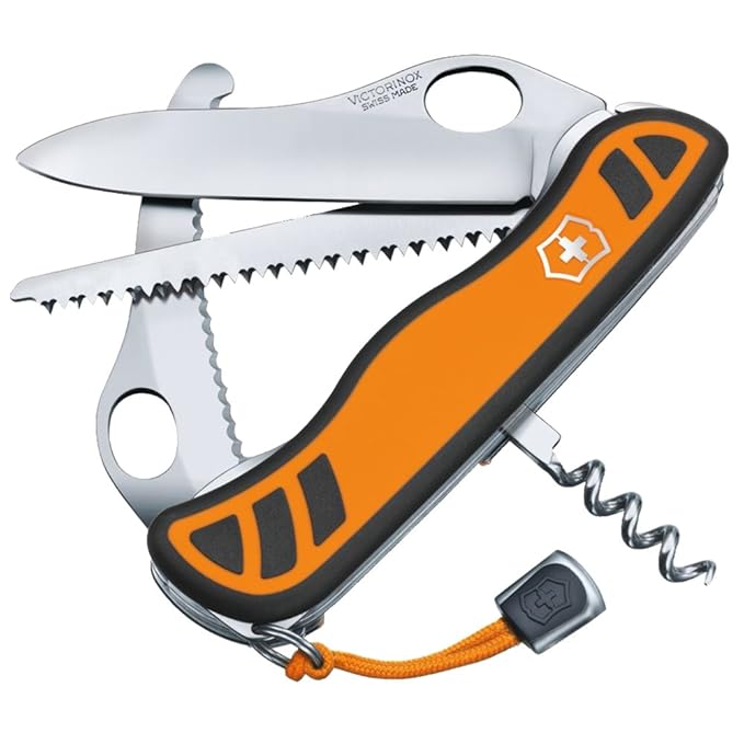 Victorinox Taschenmesser Hunter XT Grip (6 Funktionen, Feststellbare Waidklinge, Kordel) orange/schwarz