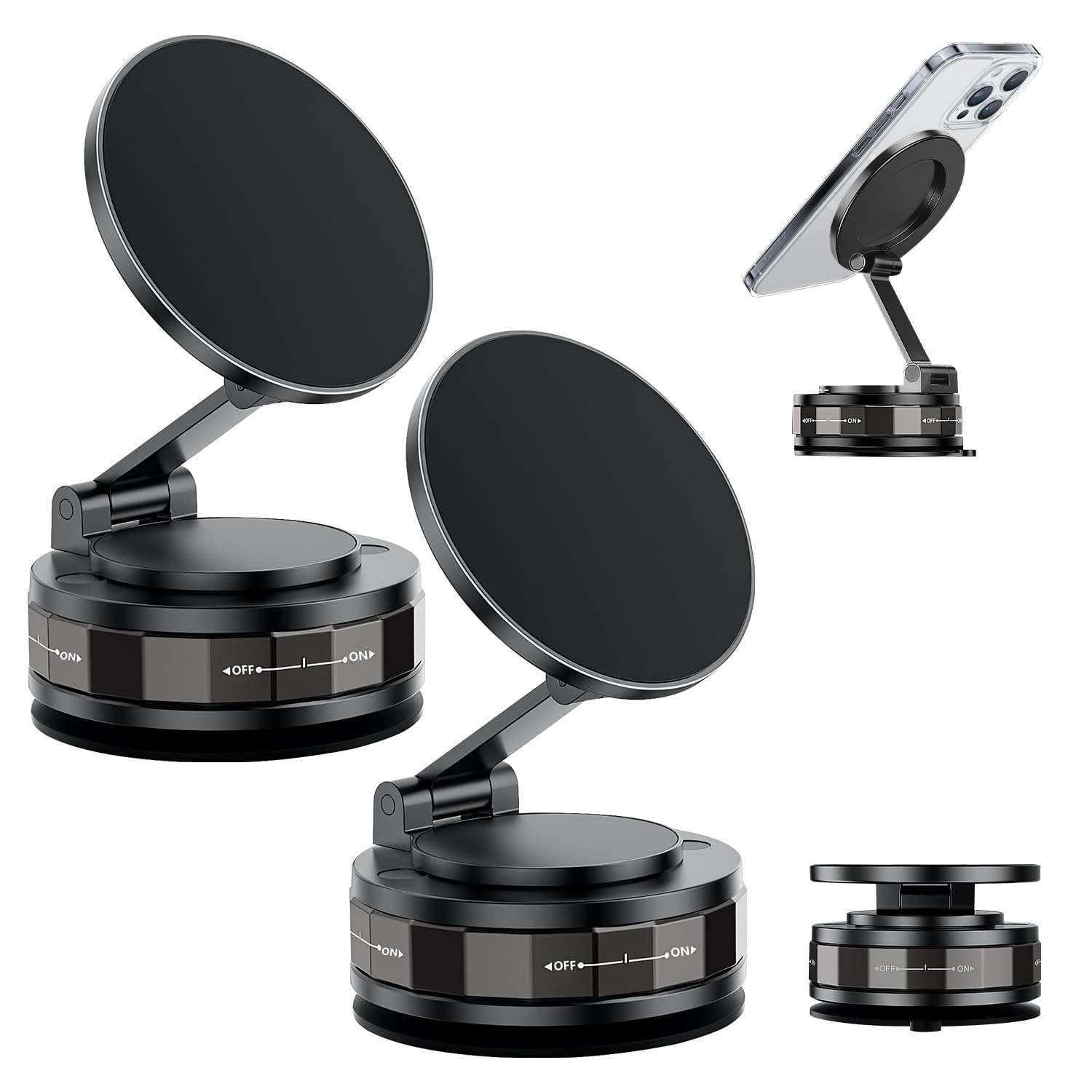 Photo 1 of 360° Adjustable Vacuum Magnetic Phone Holder,Foldable Portable Magnetic Cell Phone Holder,Retractable Magnetic Suction Phone Mount for Smartphones