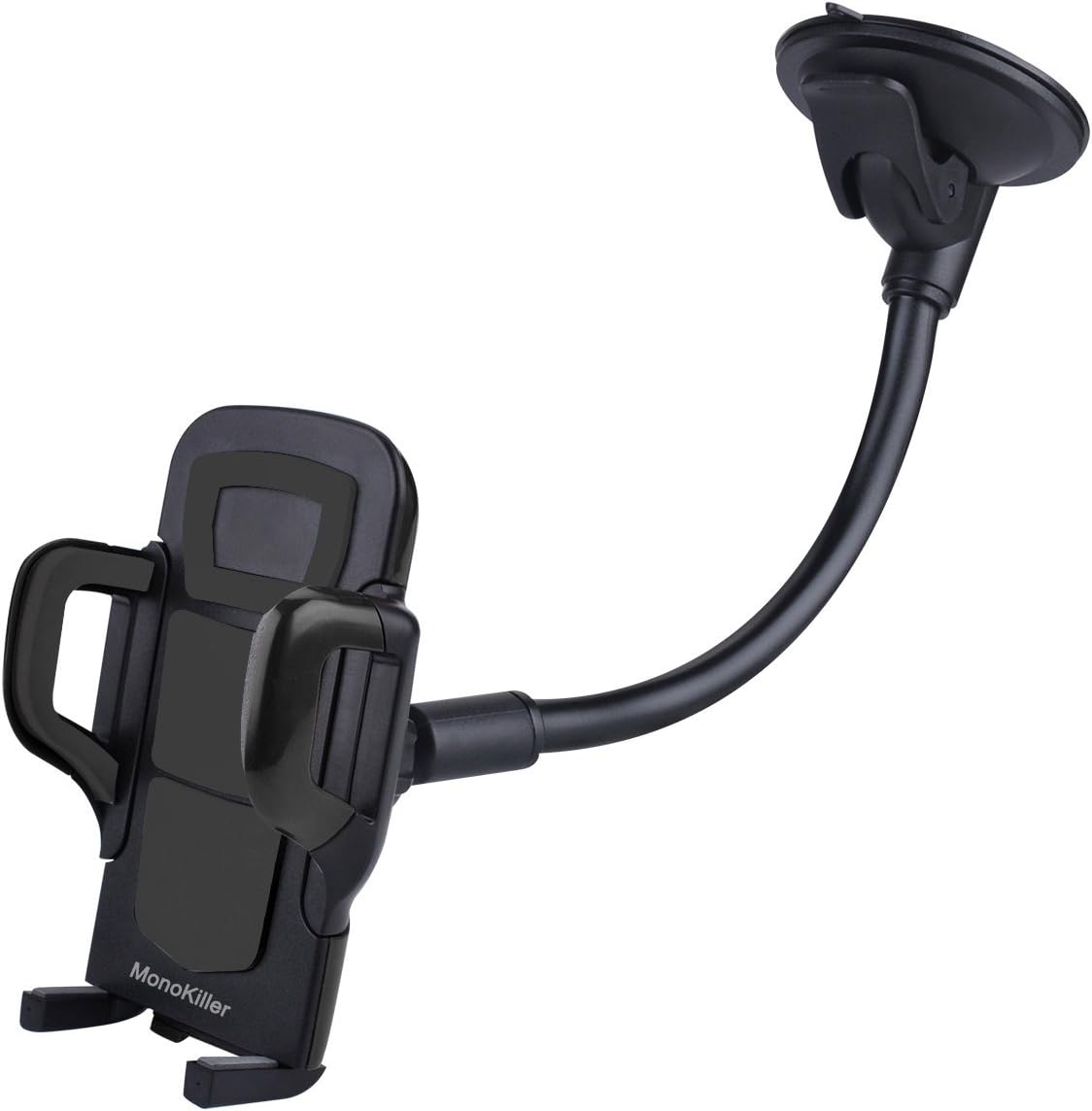Phone Mount for Car Support 360° Rotation Windshield Long Arm GPS Cell Phone Car Mount for iPhone 8/7/7S/7Plus/6/6Plus/ 5/5S/5C/SE/4, Samsung Galaxy S6/S7/S8 and Other Mobile Phones（Black）
