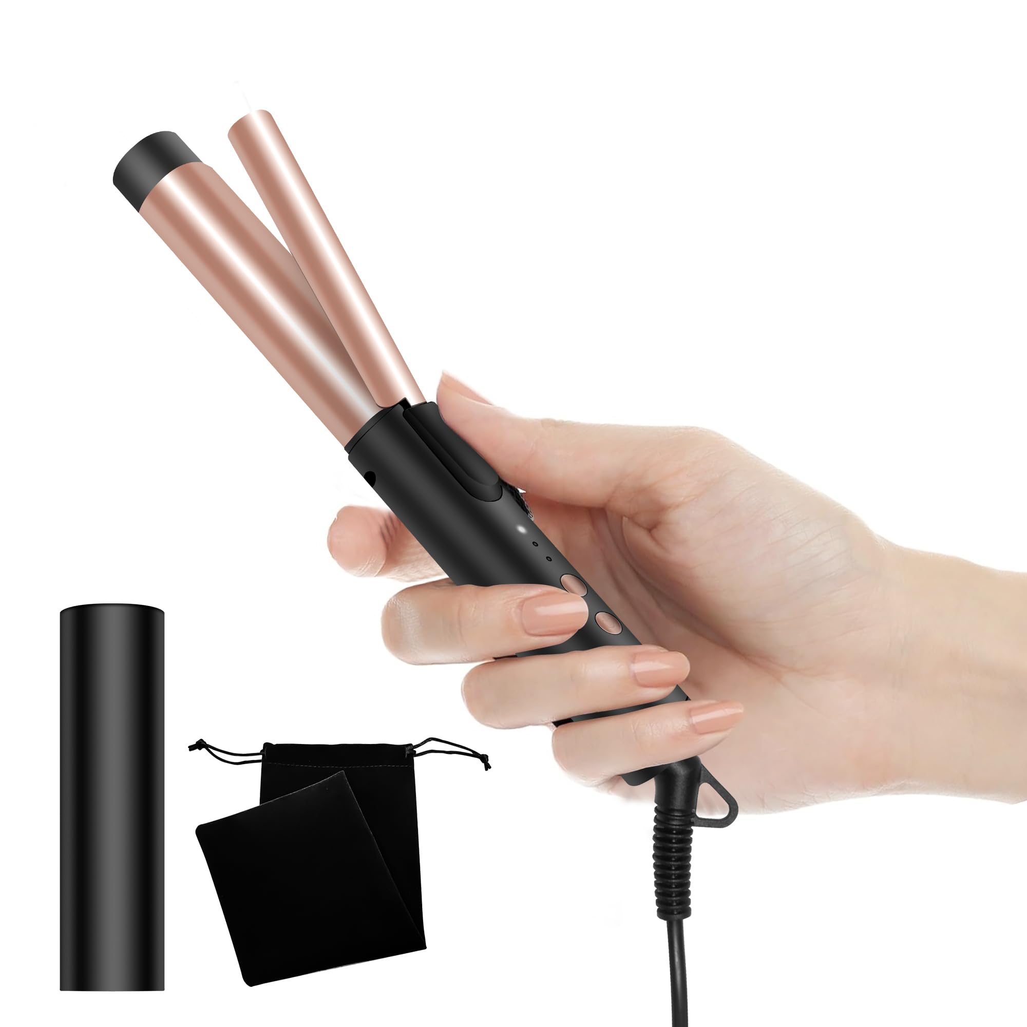 Photo 1 of Travel Curling Iron, 1 Inch Mini Curling Iron for Short Hair, Portable Travel Size 392°F 3 Heating Settings, Ceramic Mini Hair Curler, 110V-240V Curler Wand, Stroage Bag,Protect Cover