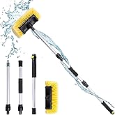 NAVAPAL 54" Car Wash Brush with Long Handle and 12" Soft Bristle Brush Head, Water Flow-Thru Car Washing Brush with Hose Attachment for Cleaning Car, RV, Truck, Boat, Camper, House Siding and More