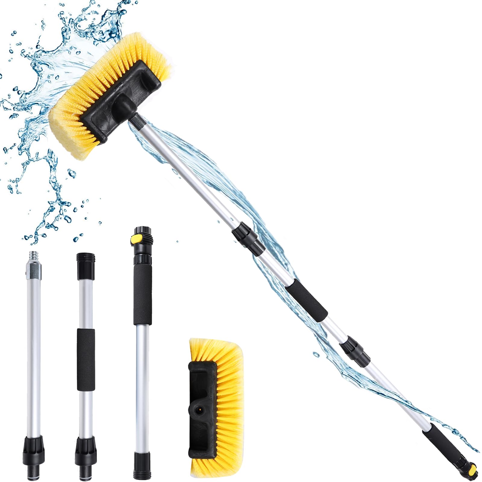 Photo 1 of NAVAPAL 2 in1 Car Wash Brush with Long Handle, Water Flow-Thru Car Washing Brush with Hose Attachment for Car, RV, SUV, Camper, Truck, Boat, House Siding and Solar Panels