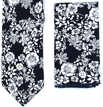 Cotton Floral Tie Set-(Black-White)-160-C