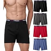 wirarpa Men's Loose Boxer Briefs 100 Cotton Boxer Shorts Underwear Button Fly 4 Pack