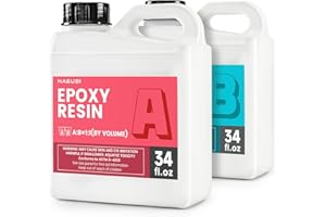 NASUBI Crystal Clear Epoxy Resin- 68OZ/1.93L Easy to Use Resin for Jewelry, Art, Mold, Wood, NO Bubbles, NO Odor, UV Resistant, 2 Part Casting Coating Resin for Professional Artists or Beginners