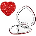 Cute Heart-Shaped Compact Mirror With 1x/2x Magnification - Perfect Purse Essential