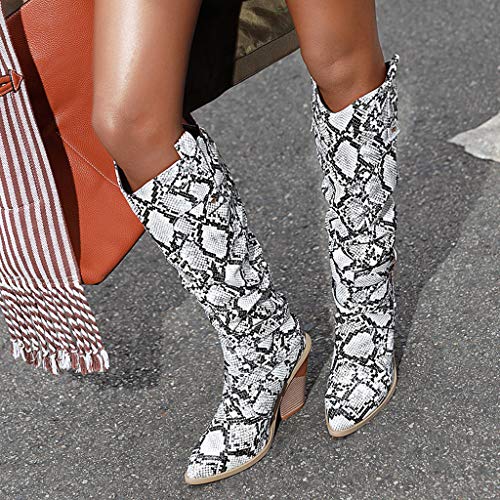 61E1WB0uyPL Botas de Mujer con tacón Alto, Hebilla de Piel, Estampado de Serpiente, a la Moda, con Botas Elegantes Botas de Mujer con tacón Alto, Hebilla de Piel, Estampado de Serpiente, a la Moda, con Botas Elegantes - Imagen 5