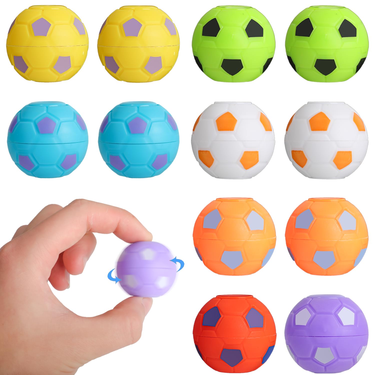 12PCS Football Ball Spinner Hand Fidget Spinner Soccer Balls,Stress Relief Mini Football Toys (3.5 cm) , Ideal Goodie Bag Stuffers for Birthdays, Football Gifts for Toys
