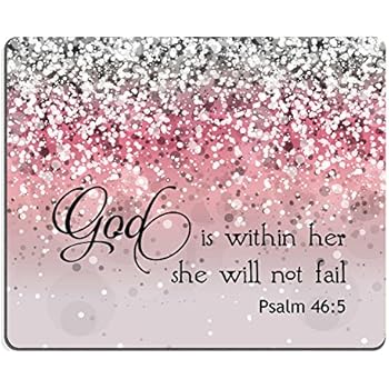 Smooffly Psalm 46:5 God is Within Her,She Will not Fall- Bible Verse Pink Sparkles Glitter Pattern Mouse pad Mousepads