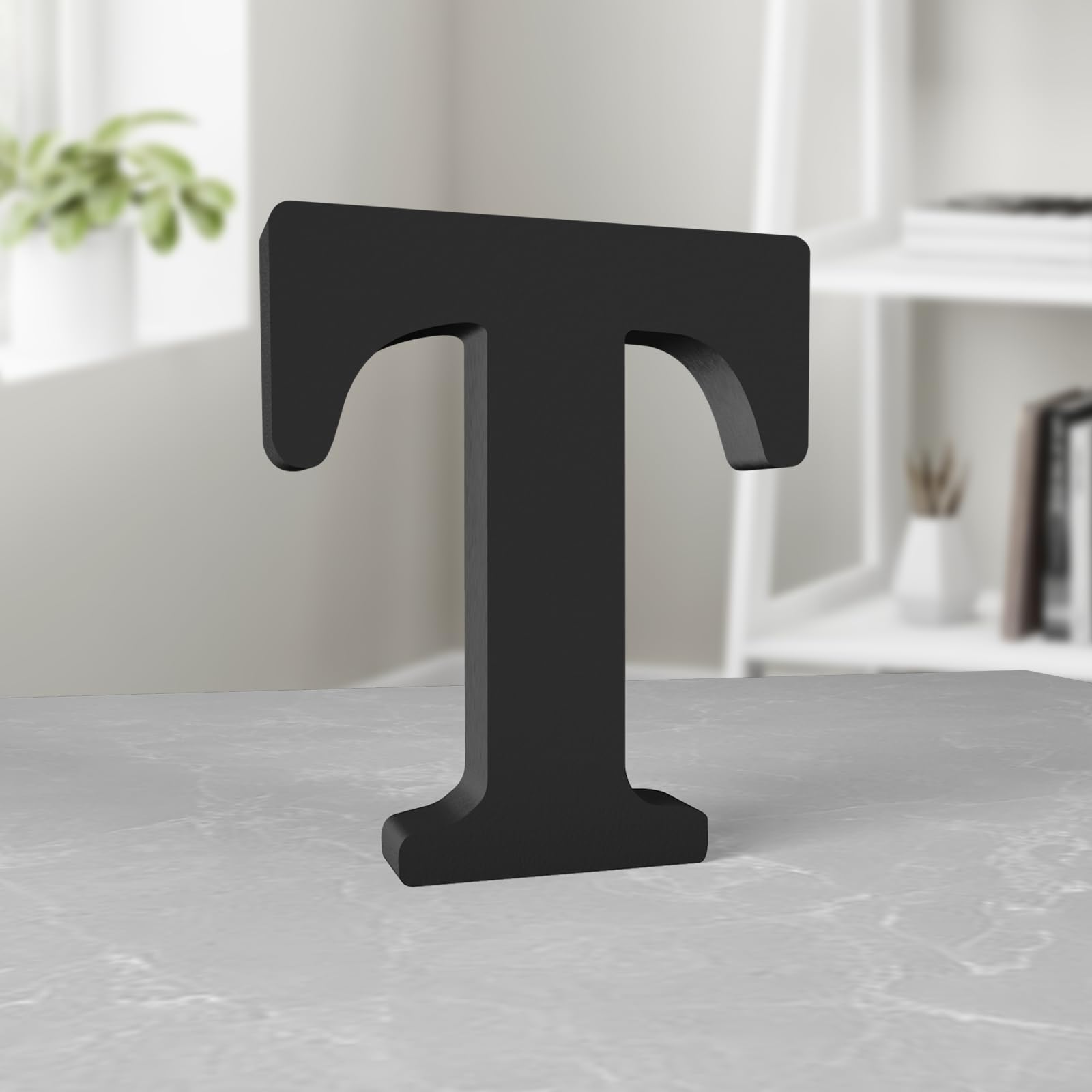 Aruatu 6 Inch Black Wood Letters Unfinished Wood Slices for Wall Decor and Craft Projects