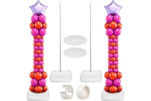 Gadpiparty Balloon Column Stand Kit with Adjustable Metal Poles and Heavy-Duty Bases Floor Balloon Stands for Birthday Halloween Wedding Party Decorations Supports Various Sizes