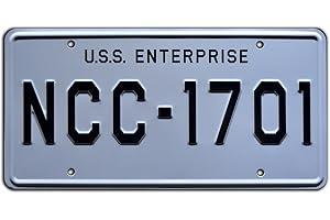 Celebrity Machines | USS Enterprise | NCC-1701 | Vanity Plate, Stamped Aluminum, Metal Decorative Tag, Corrosion Resistant, Quality Novelty Sign, Wall Decoration, Wall Hanging