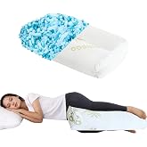 MINUPWELL 6.5" Knee Pillow for Side Sleepers - 100% Shredded Memory Foam Leg Pillow for Side Sleeping - Between Leg &amp; Under Hip Pillow - Relieving Leg, Back, and Knee Pain - Rayon Derived from Bamboo