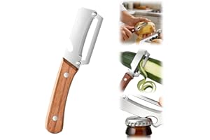 Multifunctional Vegetable Peeler for Kitchen, 2026 New Stainless Steel Peeler with Wooden Handle and Built-in Bottle Opener, 